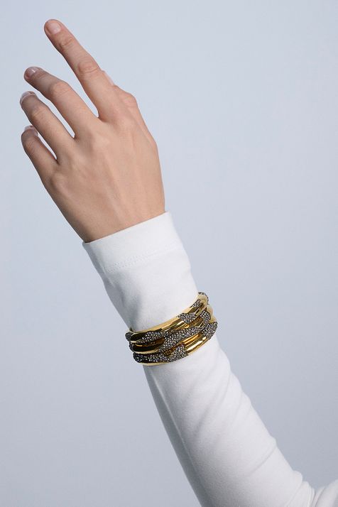 Kit 3 Pulseiras Bangle Animal Print Ouro Vintage - TU