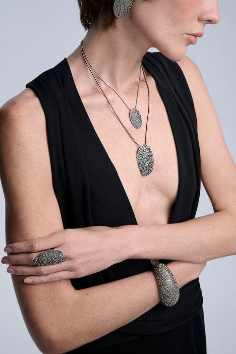 Colar Midi Animal Print Prata Boho - TU
