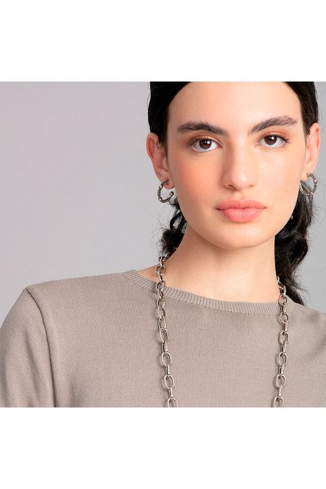 Brinco Argola Strass Essência Prata Boho
