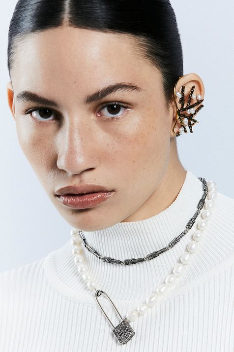 Kit De Colares Pérolas Linear Prata Boho