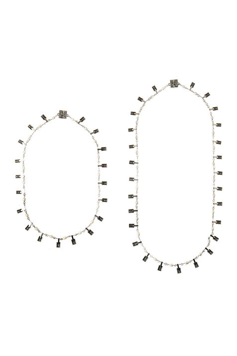 Colar Slim Pérolas Linear Prata Boho