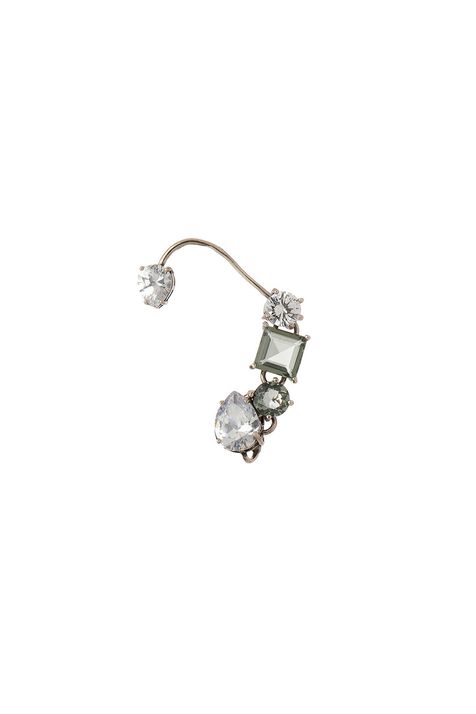 Ear Cuff Crystals Lime Prata Boho - TU