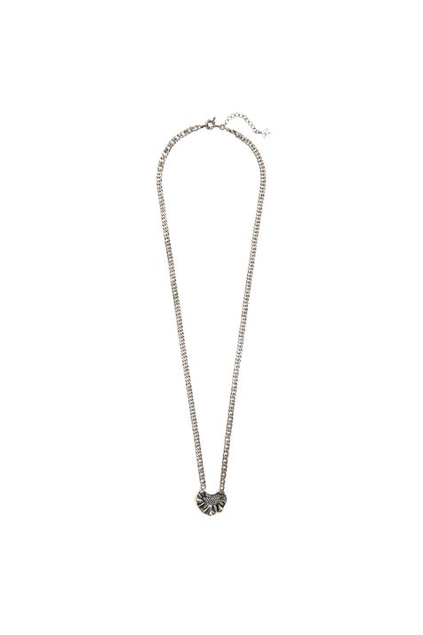 Colar Longo Pingente Plate - Prata Boho