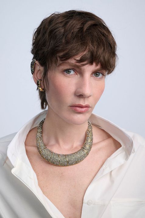 Colar Conceito Strass Animal Print Ouro Vintage - TU