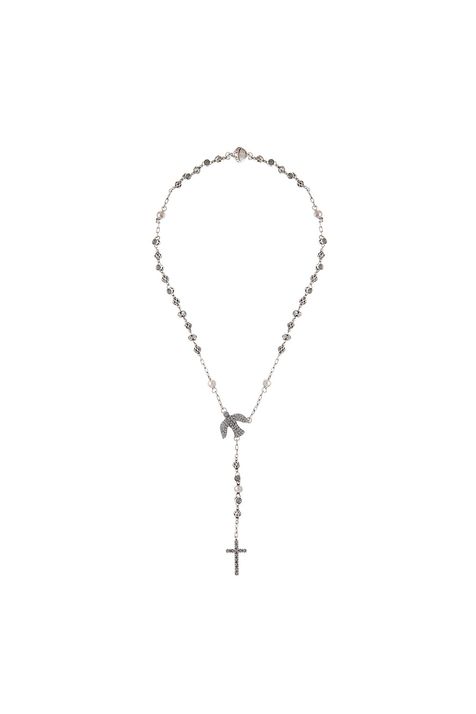 Colar Terço Cristais Fé III Prata Boho - TU